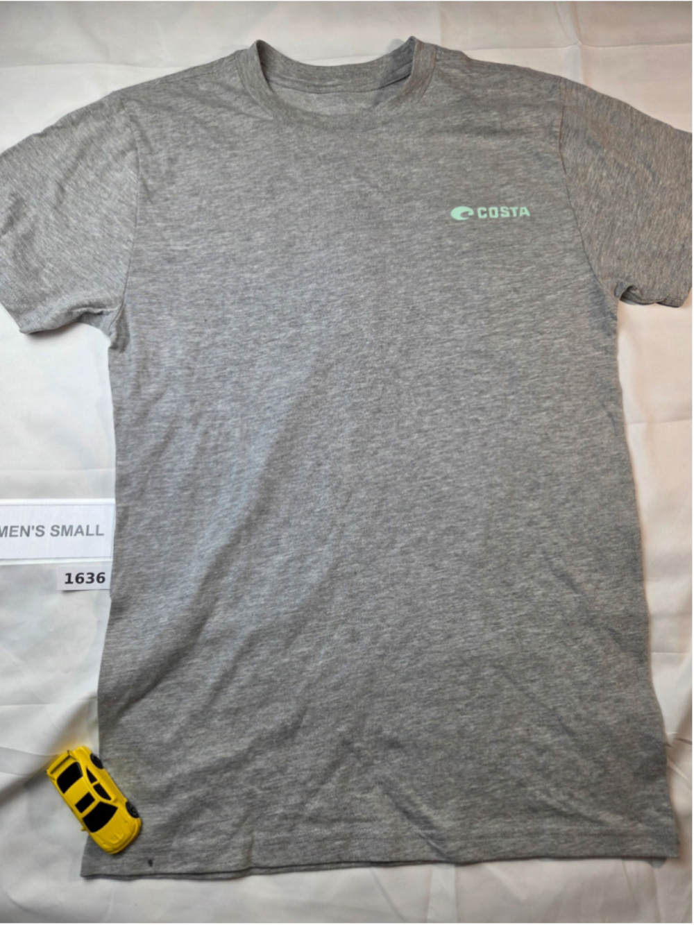Men's Costa Short Sleeve Tee Shirt Size Small Grey Light Green #1636